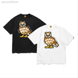 Men's T-Shirts Good Quality HUMAN MADE Owl Print Fashion T Shirt Men Human Made Women T-shirt Streetwear Tees Mens Lcothing