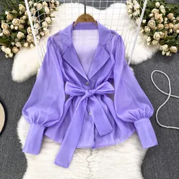 Bluzki damskie Chicka Bluzka szyfonowa blusas blusas femininas elegantes folds Lantern Sleeve for woman 2023 Korean Fashion Dropship