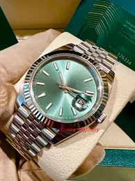 2023 completely new watch 41mm New Release Mint Green Jubilee Fluted Full Set Automatic Mechanical Sapphire Glass MEN watches waterproof Clean Original packaging