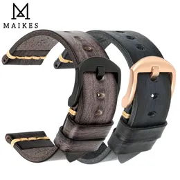 Watch Bands MAIKES Handmade Watchband calfskin strap men's Vintage Genuine leather watch band 20mm 22mm 24mm 230828