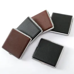 Factory direct sales of 20 metal clip leather cigarette cases men's creative fashion high-end automatic cigarette case portable