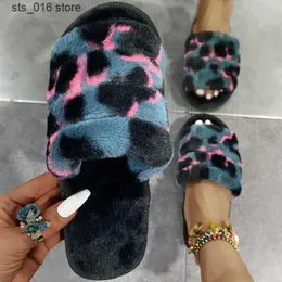 Cootelili Winter Home 2021 New Fashion Slippers Shoes 신발 2cm 힐 그레이 가짜 모피 크기 36-41 T230828 23CF