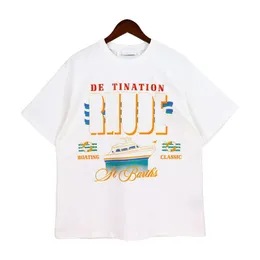 23 Top CraftsManship Rhude Mens T Shirts Summer Fashion Designer Tshirts Street Casual Short Sleeve Beach Style Rhude Tees Cotton Printing Rhude Shirt S -5xl