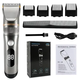 Barbeadores elétricos Máquina de cortar cabelo Aparador profissional para homens com tela LED lavável recarregável forte corte de cerâmica 230828