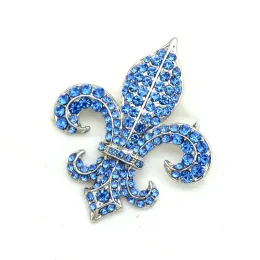 2 "Vintage Silver Clear Rhinestone Fleur de lis jasny kryształowy broszek ślubny