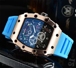 모든 다이얼 작업 Orologio Quartz Fashion Watch Mens 절묘한 스포츠 골격 럭셔리 시계 5 뾰족한 별 Red Black Designer Watch 방수 캐주얼 DH011 C23