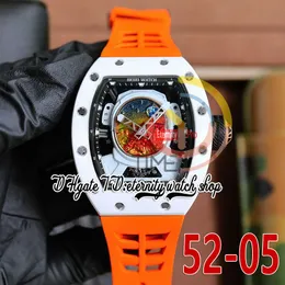 RRF 52-05 Versão mais recente Japão Miyota NH Relógio automático masculino caixa de cerâmica de metal branco Mars Valles Marineris Dial pulseira de borracha laranja Super Edition relógios de eternidade