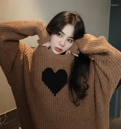 Suéteres femininos coreano solto vintage para mulheres harajuku casual oversized malhas camisola jumpers outono inverno pulôveres de malha topos