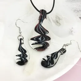 5 Sätt svart lampor glas murano hänge halsband örhängen mode handling rollen av att smakas halsband örhängen kostym