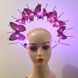 LED Light Up Flashing Goddess Halo Crown Butterfly Sunburst Spiked Headband Women's Costume Wedding Photoshoot Hair Accessories