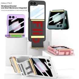 Wristband Cases For Samsung Galaxy Z Flip 4 5 3 Flip3 Flip5 Case Camera Glass Film Screen Protector Holder Stand Cover