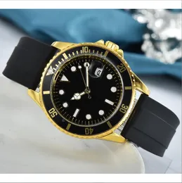 Relogio Masculino marka męska kwarc zegarki data 41 mm duży zegarek mężczyzn Złoty na rękopis gumowy pasek zegarek moda czarna tarcza kalenda