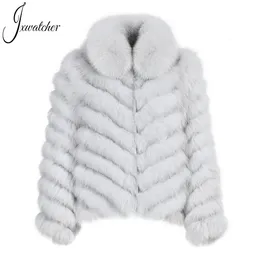 Womens Fur Faux Jxwatcher Real Coat Silk Liner Reversible Wear Jacka Women Winter Warm Custom Luxury Smooth Highgrad Lady 230828