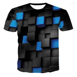 Herr t skjortor stor storlek män t-shirt sommar geometrisk cirkel 3d tryckt topp tees mode o-hals kort ärm avslappnad lös t-shirts