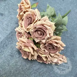 Rétro européen artificielle rose fleurs soie fausse fête de mariage décoration de la maison bouquet de fleurs couronne bricolage scrapbooking HKD230829