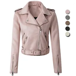 Women's Leather Faux Suede Red Jacket Short Moto Biker Zipp Coat Woman Fashion PU Jackets Autumn Winter Jaqueta De Couro 230829