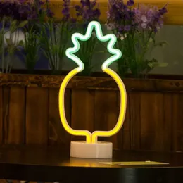 Ananas flamingo nattljus xmas party bröllop dekoration nattljus hem gåva enhörning lampa USB led regnbåge neon tecken ljus hkd230825