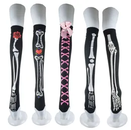 Socks Hosiery Skull Head Halloween Ghost Festival Stockings Pirate Prom Party Funny Bow Thigh High 230829