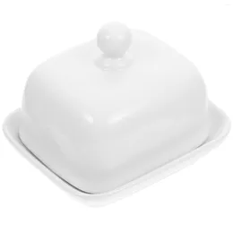 Plates Ceramic Butter Box Keeper Container Square Tray Dessert Plate Storage Ceramics Holder Reusable Cheese Dish Fridge Mini