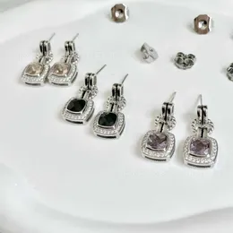 Designer dy örhängen lyxig topp sterling silver mångsidig zirkonlänk vridna dubbelknapp örhängen tillbehör smycken mode romantisk valentins dag gåva