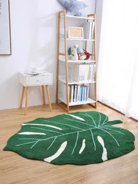 Carpet Non Slip Leaf Shape Bath Mat Plant Tufted Rug Kitchen Bathroom Sofa Living Room Floor 230828