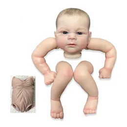 Dolls NPK 19inch Finished Doll Size Already Painted Elijah Lifelike Soft Touch Flexible finished Doll Parts with Body and eyes 230829