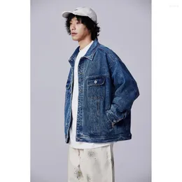 Herrjackor designer stil amerikansk hiphop lös lös stor storlek höstrock vintage tvättad denimjacka