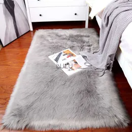 Plush Faux Sheepskin Fur Rugs For Bedroom Long Hair Bedside Mat Floor Hairy White Rugs Red Living Room Kids Carpets HKD230829