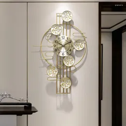 Zegar ścienny duże eleganckie kwarcowe zegarek igła sztuka złota mechanizm chiński metal reloJ dekoracja sypialni Zegar