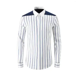 Men's Casual Shirts High Quality Luxury Jewelry Cotton Striped White Collar And French Cuff Dress Shirtgood