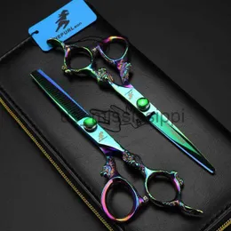 Sax Shears Professional 440C 6 tum hårklippning tunnare sax SHARS GRÖN DRAGON HANDE SCISSORS Haircut Barber Frisörssalong till X0829