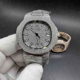 Diamond Watch 5711 Swarovski Elmaslar Her Yerde Gümüş Vaka 40mm Cal.324 Otomatik Yüksek Sınıf Erkekler Saatler