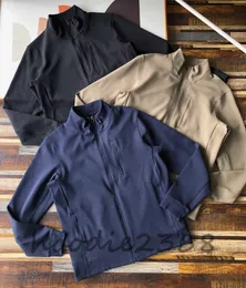 Lulu Men's Sports Jacket、Slim Outdoor Stand Collar Light Coat、3つの標準コンプリート、ボール、デザイナージャケット、高品質、サイズ：M  -  3XL QD321124