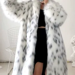 Womens Fur Faux Women Winter Coat Lady Casual Snow Leopard Print Jacket Kvinnlig tjock varm midlong plysch ytterkläder 230828