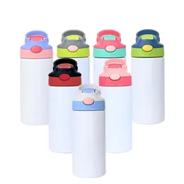 12 Unzen Sublimationsrohlinge Schnabeltassen Kinderwasserflasche 350 ml Doppelwandiger, vakuumisolierter Trinkbecher aus Edelstahl mit Griff und Klappdeckel