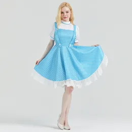 Casual Dress Womens Wizard of Oz Dorothy Dress and Hair Bows Dräkt Blå rutig klänning