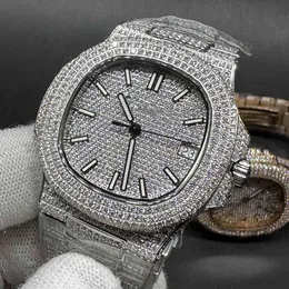 Iced out men watch 5711 Swarovski diamonds everywhere silver case 40mm Cal.324 automatic High grade men watches