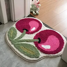 Carpet Cute Cherry Handmade Tufting Rug Door Mat Soft Fluffy Room Bedsize Absorbent Non slip Washable Bathroom Floor Mats Doormat 230828