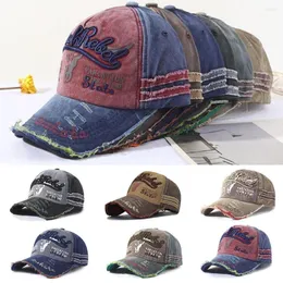 Cycling Caps Outdoor Sports Adjustable WASHED DENIM Baseball Hats Sunscreen Distressed Faded Cap Embroidery