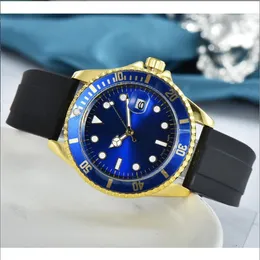 Relogio Masculino Brand Mens Quartz Watches Date 41mm Big Watch Men Gold Wristwatch Case Rubber Strap Watch Fashion Black Dial Calenda C 370