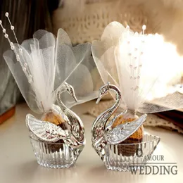 Gift Wrap 12 Pieces Swan Wedding Favor Boxes/Gift Creative Selfdom Bomboniere Candy Boxes with voiledecorate pear 230829