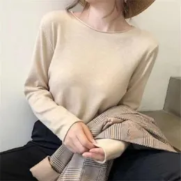 Women's Sweaters Hsa Solid Long Sleeve Pull Femme Knitted 2023 Autumn Winter Jersey Mujer Jumpers Bottoming Shirt O-Neck Pullover Sweater