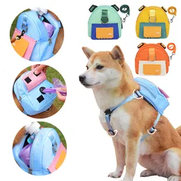 Dog Collars Leashes Dog Backpack for Dogs To Wear Multifunctional Dog Harnesses Bag Travel Camping Hiking Small Medium Large Dogs Supplies 230829