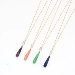 Pendant Necklaces Fashion Long Natural Stone Bar Water Drop Crytal Necklace For Women