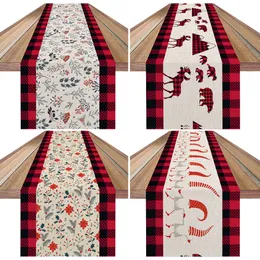 33x180cm juldekoration LINEN Tryckt bordsflagga TABLED -PLACEMAT XMAS TASSLES Bord Runner Home Decorations Z0056