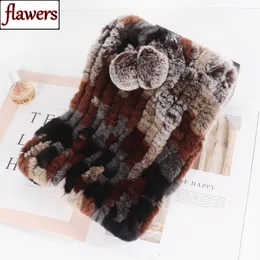 Beanie Skull Caps 2023 Lady Real Rex Rabbit Fur Hat Natural Warm Scarf Women Hand Sticked Soft Scarves 230829