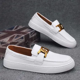 Dress Shoes Classic White Loafers Men Breathable Leather Shoes Flat Casual Shoes Men Slip-on Peas Shoes for Men Footwear Mocasines Hombre