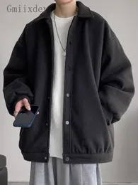 Męskie mieszanki wełny gmiixder zima koreańska tweed kurtka męska zażywej zagęszczanie wełniany płaszcz lapowy unisex w stylu młodzież w stylu prosta najlepsza 230829