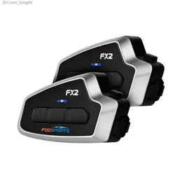 2PCS FODSPORTS FX2 Hełm Motocyklowy Intercom Wireless Bluetooth 5.0 Zestaw słuchawkowy 1000m Wodoodporny Moto BT Interphone z FM Radio Q230830