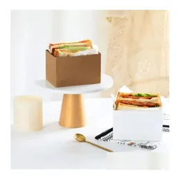 Envoltório de presente Comida Hamburger Box Oilproof Bolo Sanduíche Padaria Pão Café da Manhã Papel de Envoltório para Festa de Casamento Fornecimento Drop Delivery Home Dhnzd